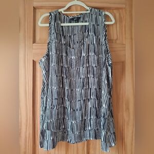 Black and White Striped Sleeveless Top